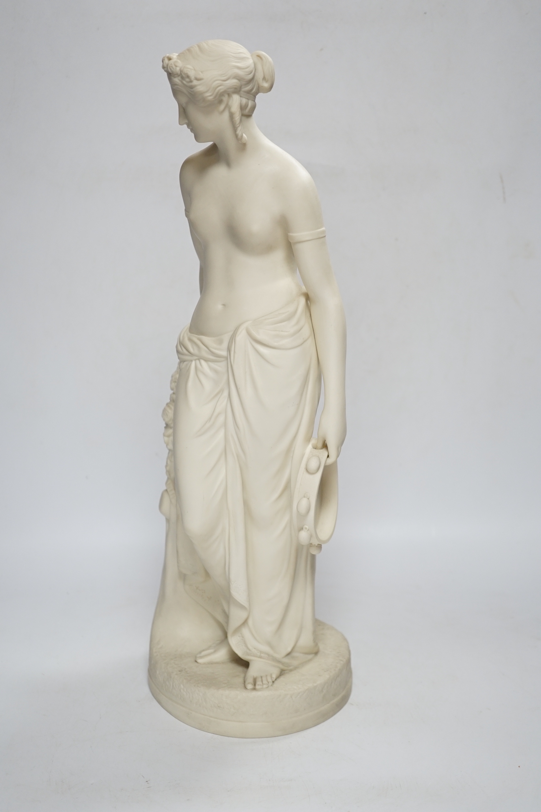 After William Calder Marshall (1813 - 1894), a mid 19th Century Copeland Parian Ware statue of Flora, 45cm